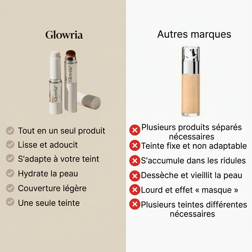 Glowria – Base de maquillage auto-adaptative 4 en 1